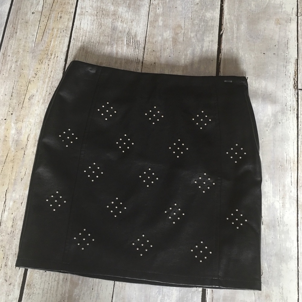 Lucy Paris Studded Faux Leather Mini Skirt